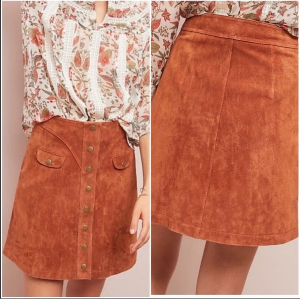 Anthropologie Suede Mini Skirt Size 4